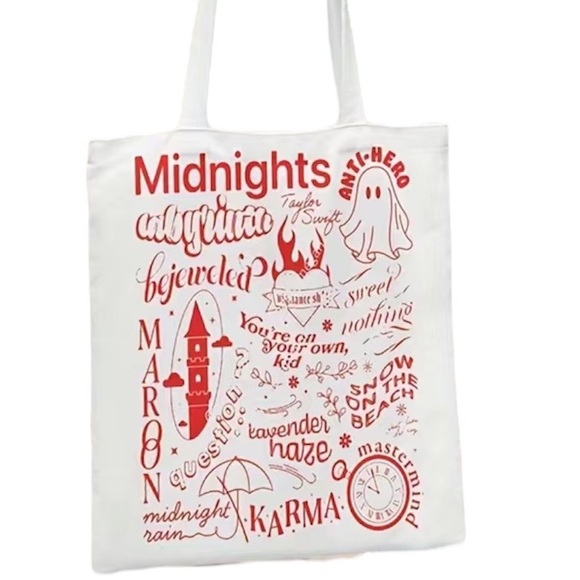 Taylor Swift Midnights inspired printed canvas tote bag, trendy reusable bag NIP - Picture 1 of 4
